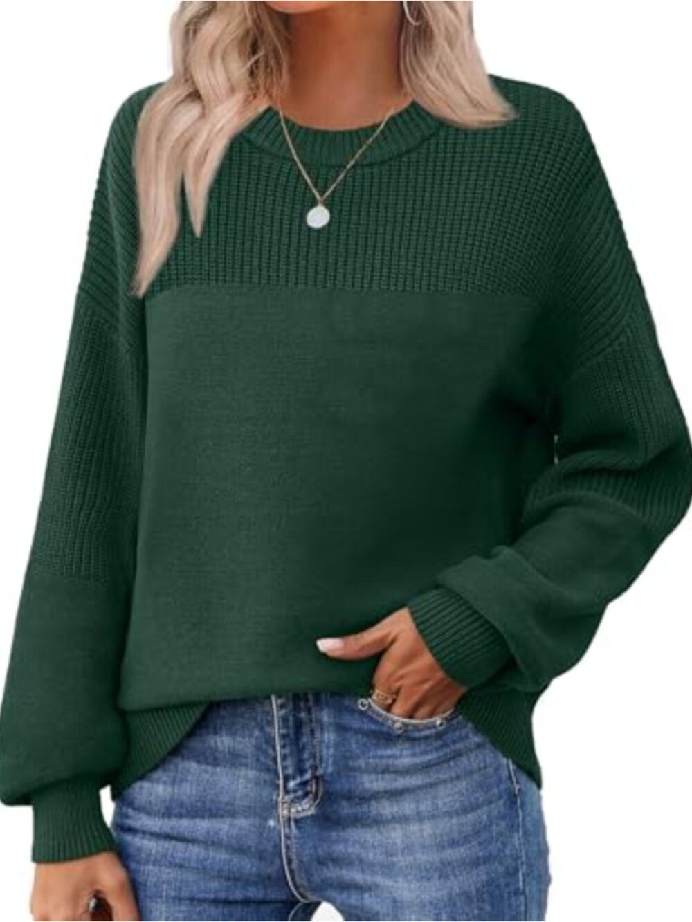 Cotton Knit Pullover Sweater Women Loose Fit Chunky Casual Fall
